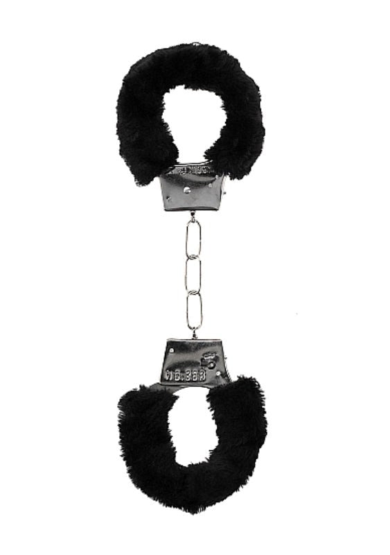 Ouch Black and White Beginners Furry Wrist Cuffs - - Collars And Cuffs