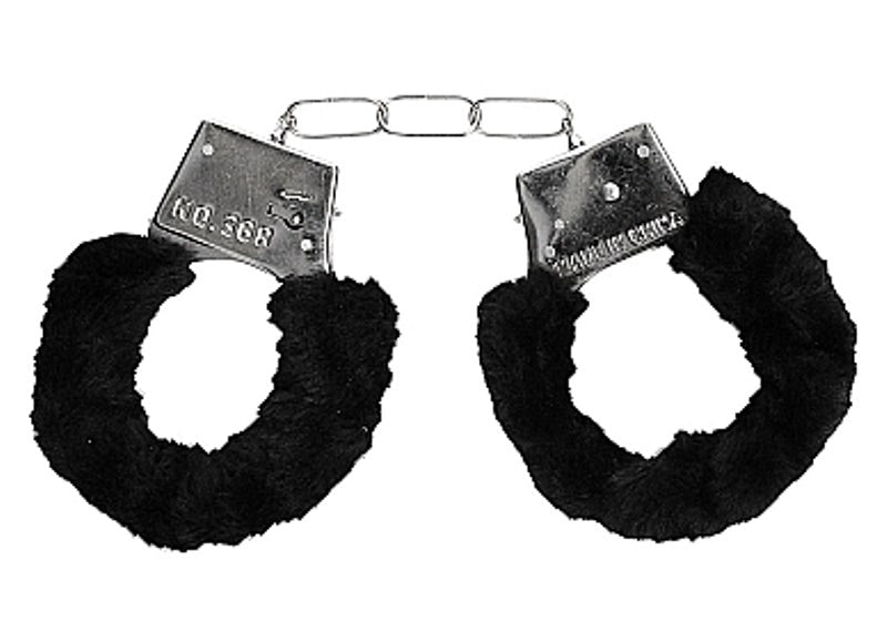 Ouch Black and White Beginners Furry Wrist Cuffs - - Collars And Cuffs