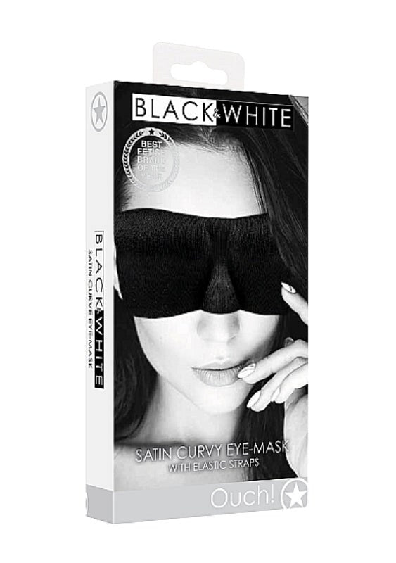 Ouch Black and White Satin Curvy Eye Mask - - Masks And Blindfolds