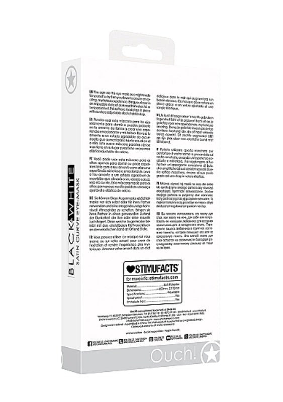 Ouch Black and White Satin Curvy Eye Mask - - Masks And Blindfolds