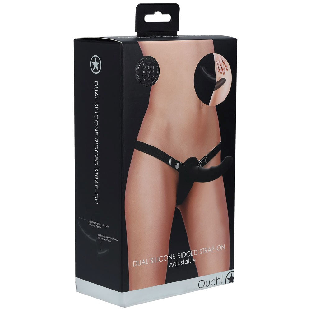 OUCH! Dual Silicone Ridged Strap-On - - Realistic Dildos