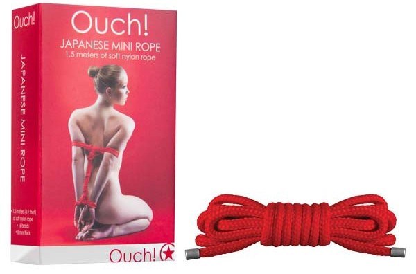 Ouch! Japanese Mini Rope 1.5m Red - - Cuffs and Restraints