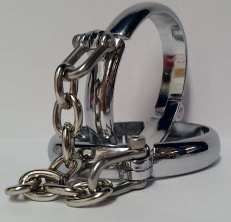 Oval Cold Steel Bondage Cuffs - - Collars And Cuffs