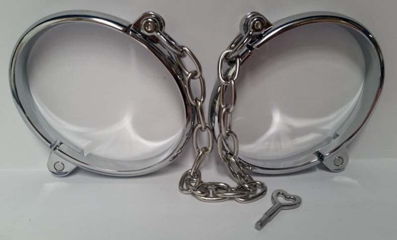 Oval Cold Steel Bondage Cuffs - - Collars And Cuffs