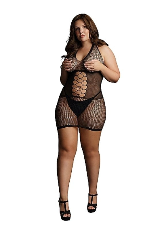 Peek-A-Boo Fishnet Dress - - Bras and Bra Sets