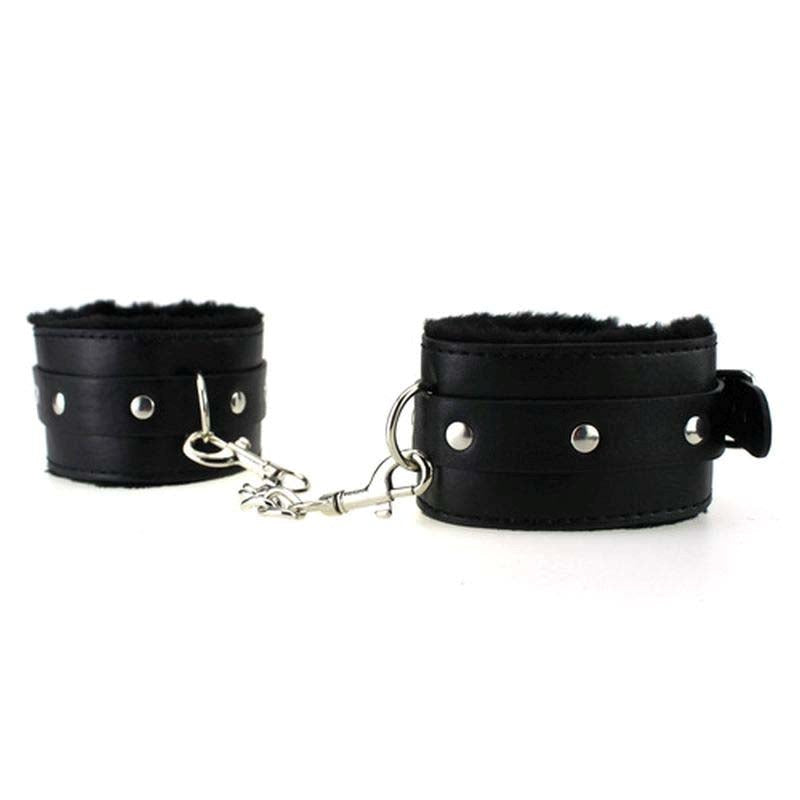 Plush SM Bondage Kit 7 Pcs Black - - Bondage Kits