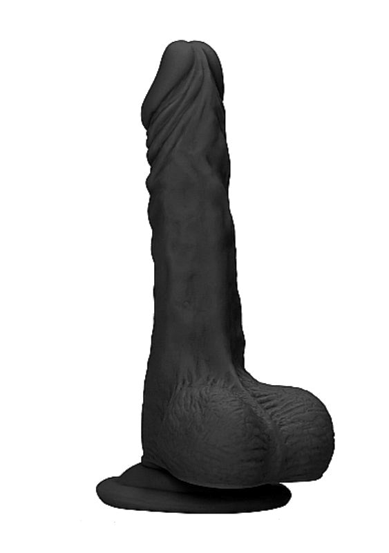 Realrock Skin Dildo with Balls Black - - Realistic Dildos