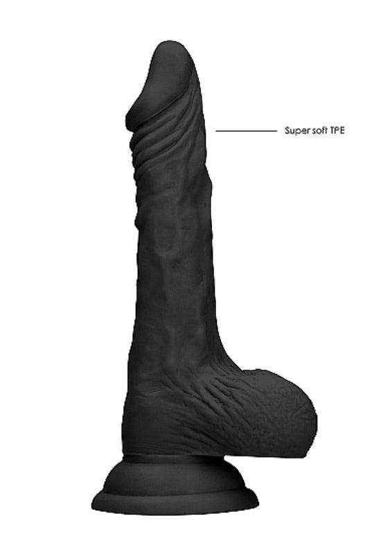 Realrock Skin Dildo with Balls Black - - Realistic Dildos