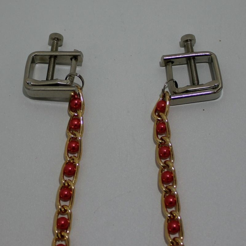 Rosie Nipple Vices with Gold Chain - - Nipple and Clit Clamps
