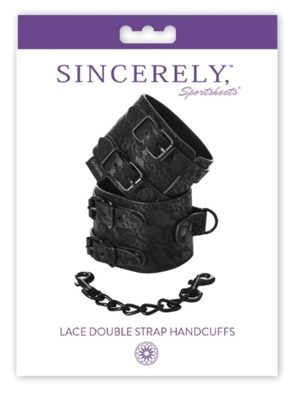 Sincerely Lace Double Strap Handcuffs - - Collars And Cuffs