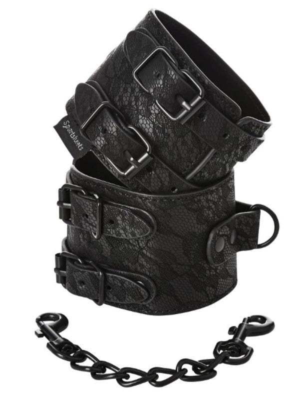 Sincerely Lace Double Strap Handcuffs - - Collars And Cuffs