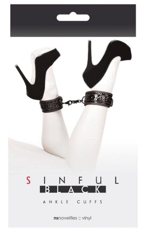 Sinful Black Ankle Cuffs - - Collars And Cuffs