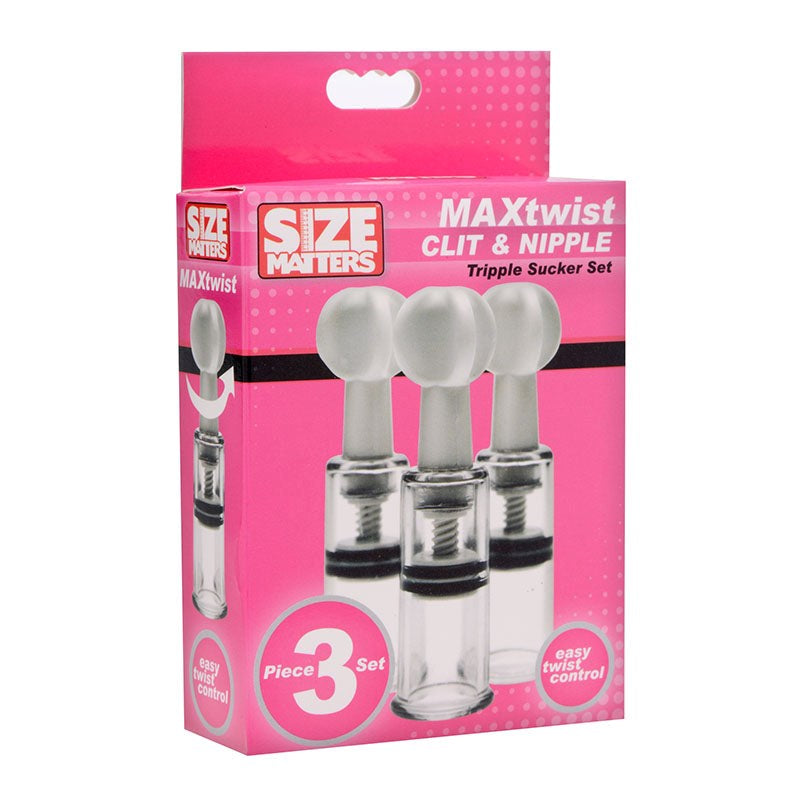 Size Matters Max Twist Clit and Nipple Tripple Sucker Set - - Pussy And Clit Toys