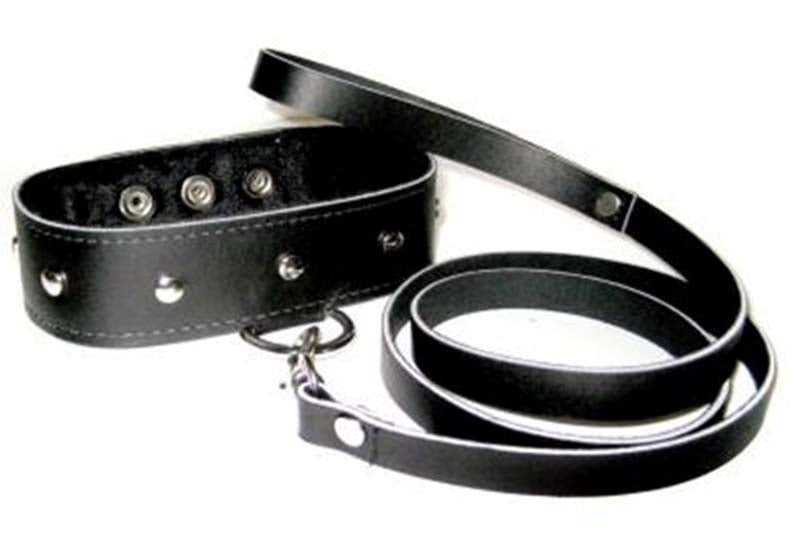 Sportsheets Leather Leash and Collar - - Collars And Cuffs