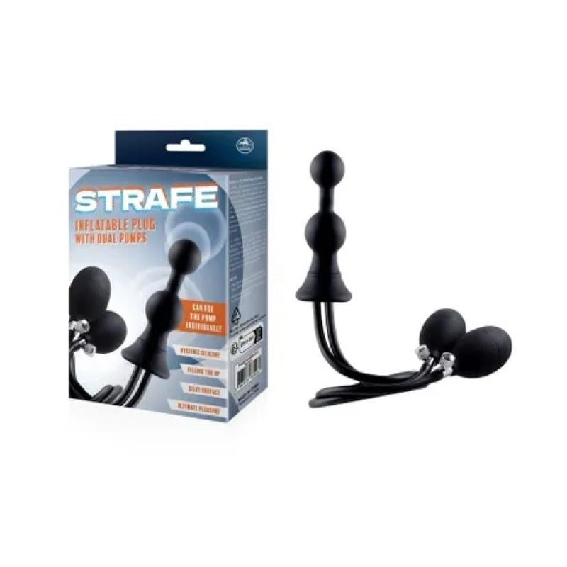 Strafe Inflatable Butt Plug with Dual Pumps - - Inflatable Dildos and Vibrators