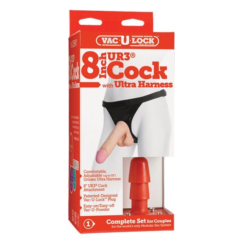 Vac-U-Lock 8 UR3 Cock with Strap-On Flesh - - Strap On Sextoys
