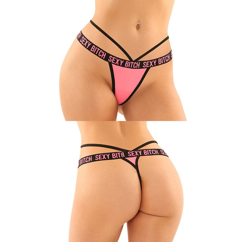Vibes Sexy Bitch Brief & Thong - S/M - - G-Strings, Panties and Shorts