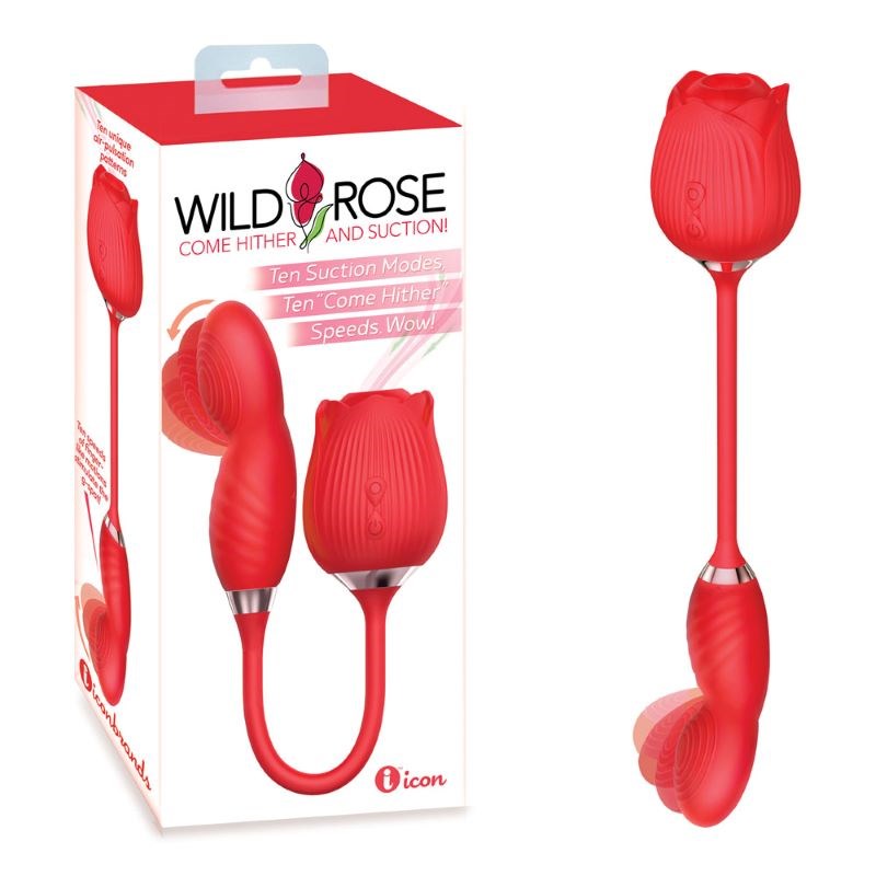 Icon Brands' Wild Rose COME HITHER - Dual Stimulation Air Pulse Delight - - Pussy And Clit Toys