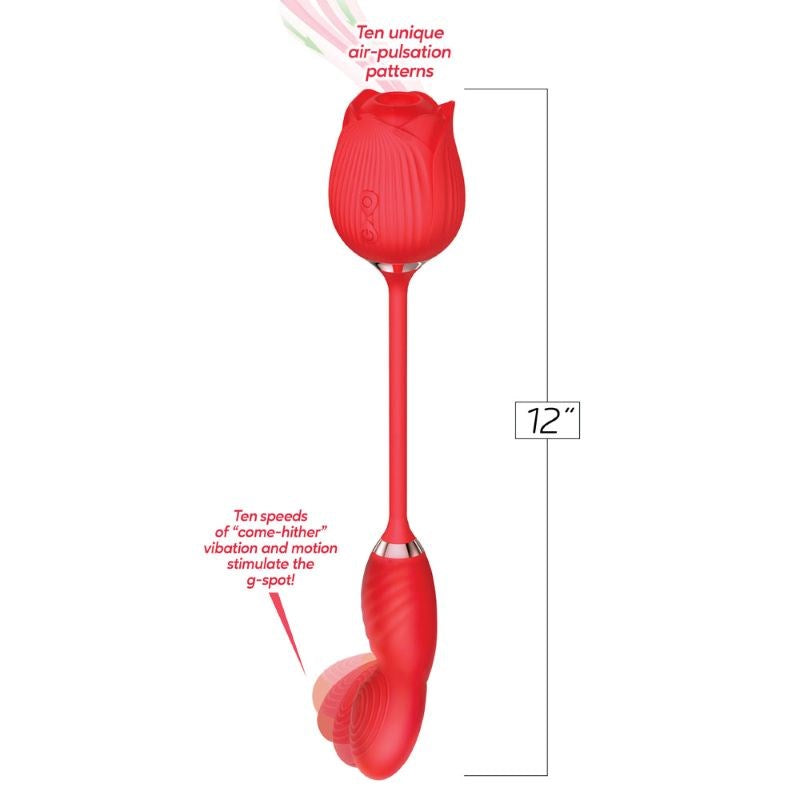 Icon Brands' Wild Rose COME HITHER - Dual Stimulation Air Pulse Delight - - Pussy And Clit Toys