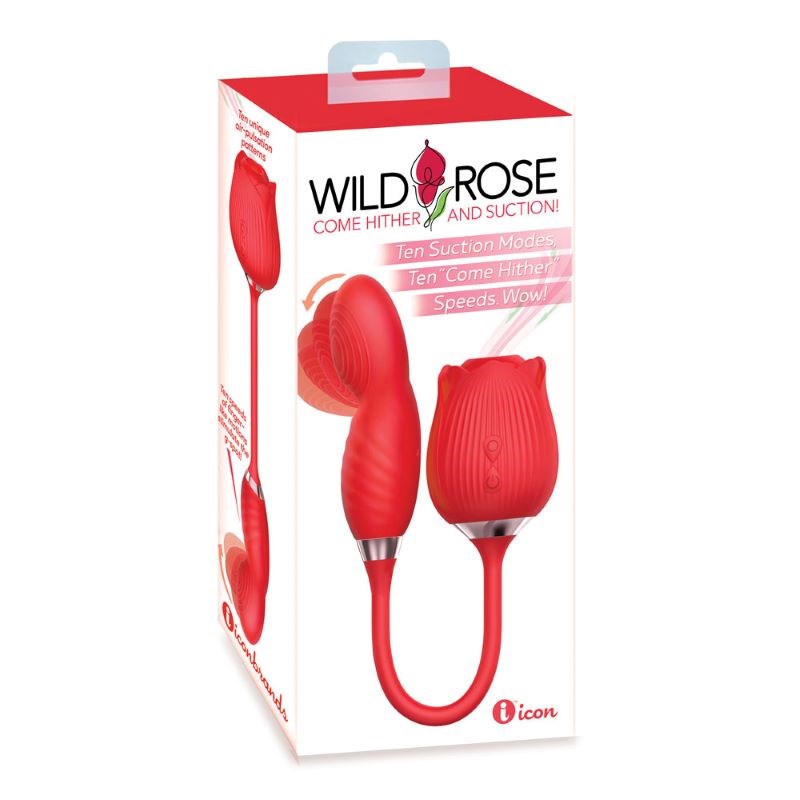 Icon Brands' Wild Rose COME HITHER - Dual Stimulation Air Pulse Delight - - Pussy And Clit Toys