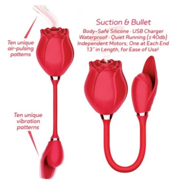 Wild Rose Suction & Bullet Air Pulse Vibe - - Clit Ticklers and Pulsators