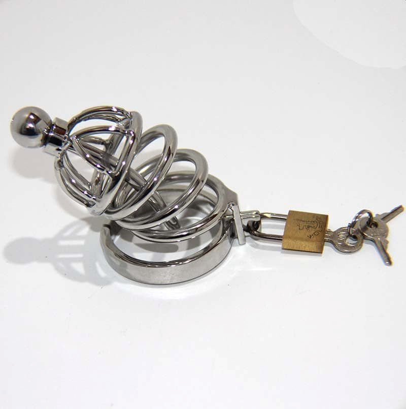 Instituted Cock Cage & Penis Plug Small - - Male Chastity