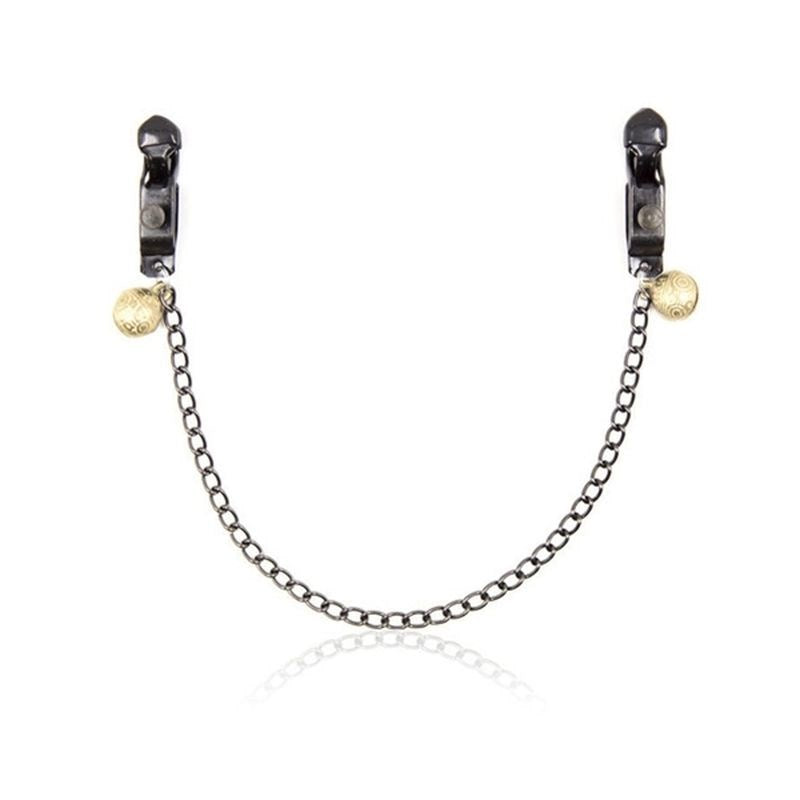 Alligator Nipple Clamps With Bell And Chain - - Nipple and Clit Clamps