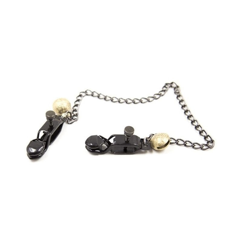 Alligator Nipple Clamps With Bell And Chain - - Nipple and Clit Clamps