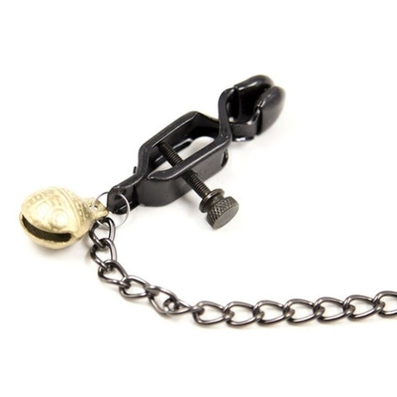 Alligator Nipple Clamps With Bell And Chain - - Nipple and Clit Clamps