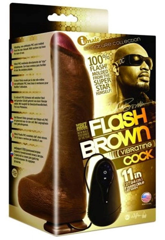 Icon Male Flash Brown 11 inch Vibrating Cock - - Realistic Dildos