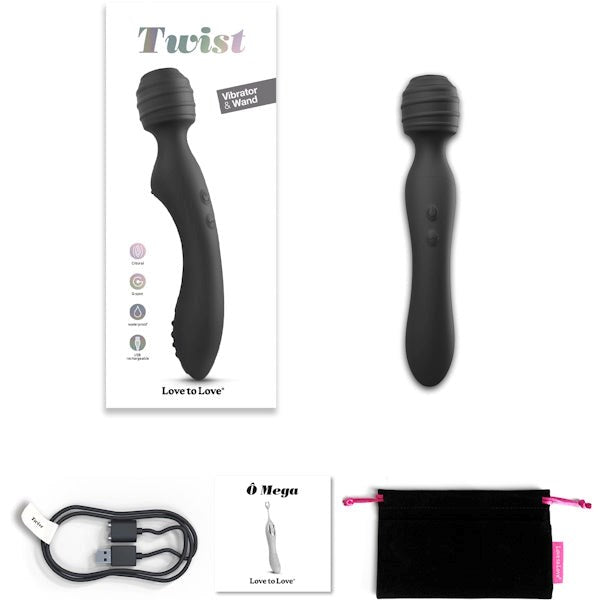 LOVE TO LOVE Twist Double Ender - Dual Vibrating Wand for Endless Delight - - Body Wands