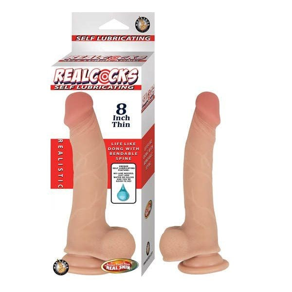 REALCOCKS Self-Lubricating 8-Inch Thin Dildo - Realistic Sensation, Phthalate-Free - - Realistic Dildos