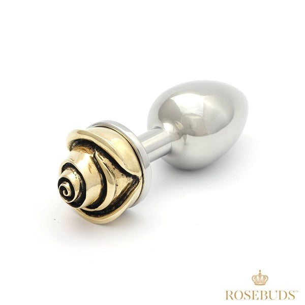 Rosebuds Luxe Anal Plug with Jeweled Rose Tip - Medium - - Butt Plugs