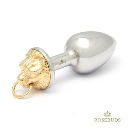 Rosebuds Luxe Steel Butt Plug - Majestic Golden Lion Design - - Butt Plugs