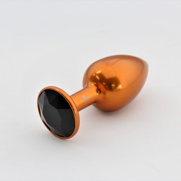 Rosebuds Orange Aluminium Butt Plug With Gem Medium - - Butt Plugs
