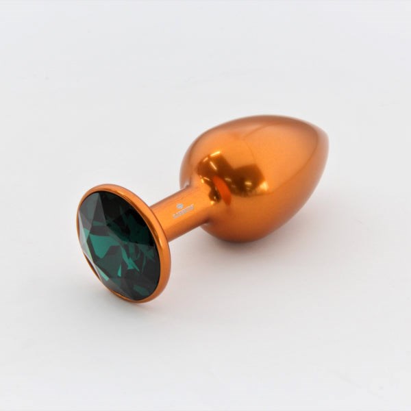 Rosebuds Orange Aluminium Butt Plug With Gem Medium - - Butt Plugs