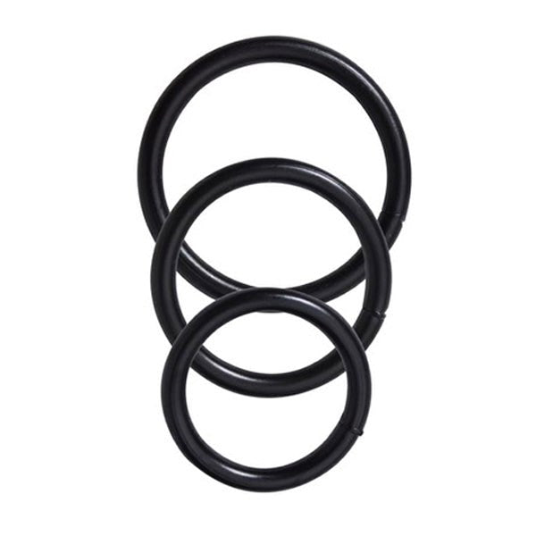 Steel 3 Piece Cock Ring Set Black - - Steel Cock Rings