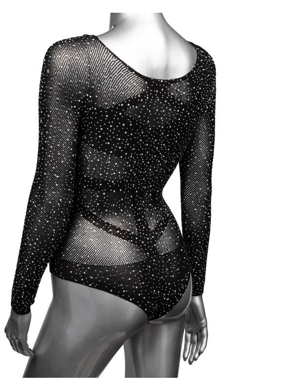 Radiance Long Sleeve Mesh Bodysuit With Thong - Teddies and Bodysuits