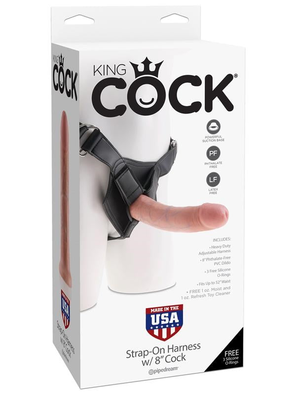 King Cock Strap-On Harness with 8 inch Realistic Cock - - Strap On Sextoys