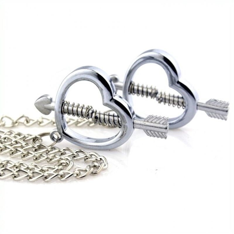 Cupid Nipple Press Clamps With Chain - - Nipple and Clit Clamps