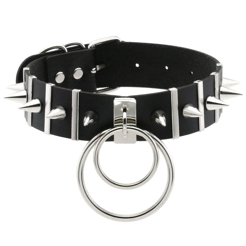 BDSM Spiked Collar PVC With Pendant - - Collars and Leads
