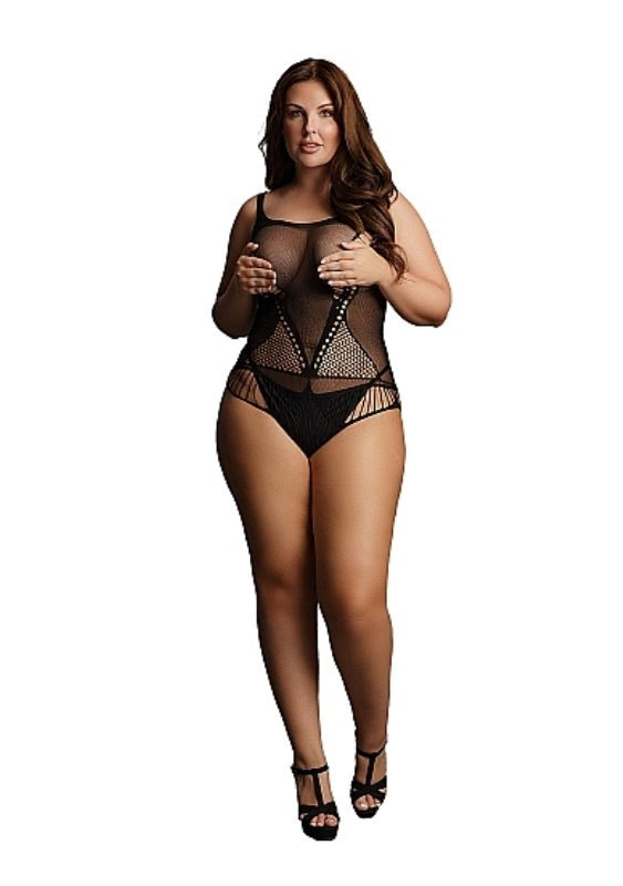 Contrast Net Teddy - - Babydolls and Chemises