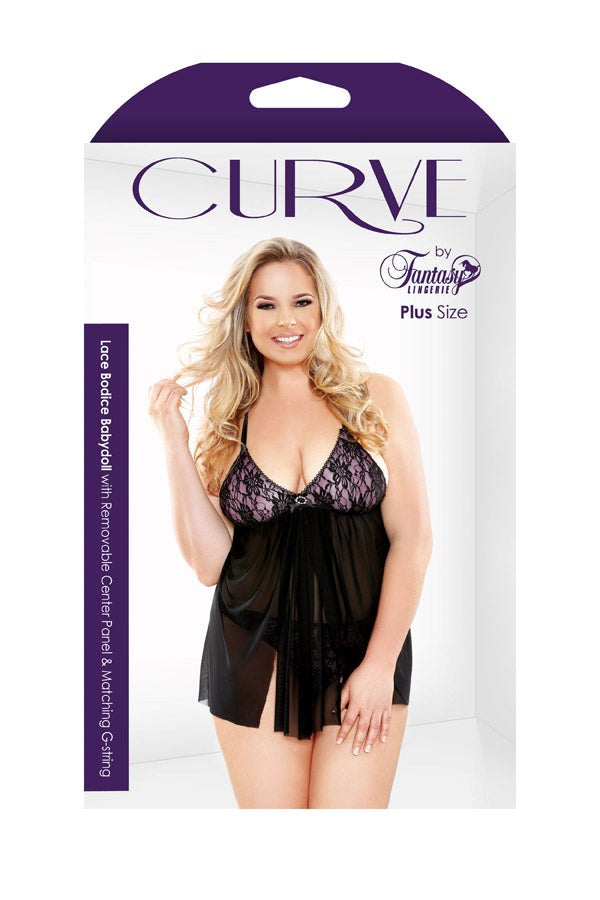 Curve Lace Bodice Babydoll & G-String - - Babydolls and Chemises