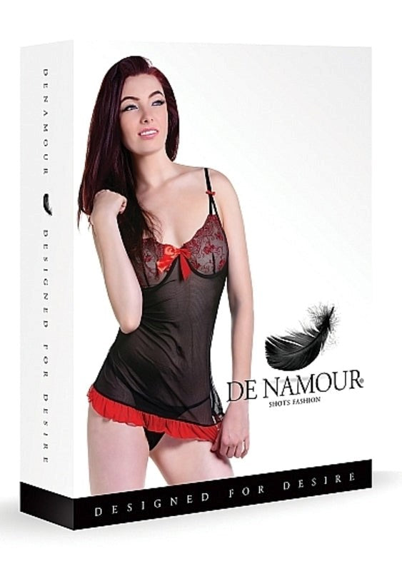 De Namour Black/Red Babydoll & G-String - - Babydolls and Chemises