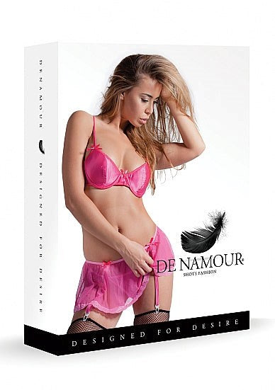 De Namour Pink Set With Bra, Garter Skirt and G-String - - Bras and Bra Sets