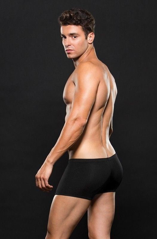 Envy Microfiber Black Waffle Boxer Black - Jocks and G-Strings