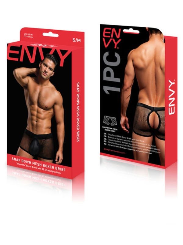 Envy Menswear - Sleek Snap Down Mesh Boxer Briefs - Mens Briefs And Boxers