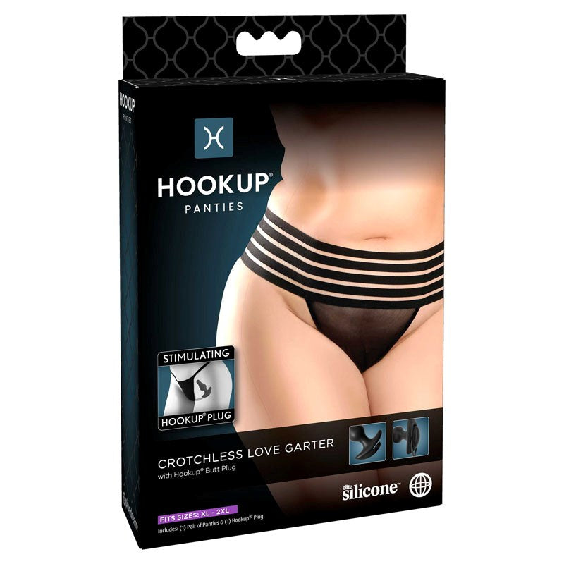 Pipedream HOOKUP Womens Crotchless Love Garter - - G-Strings, Panties and Shorts