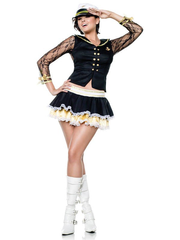 Lacy Navy Costume - - Fancy Dress Ups