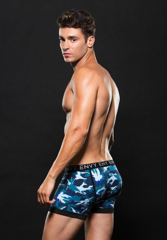 Logo Elastic Boxer Brief Blue Camo - Jocks and G-Strings